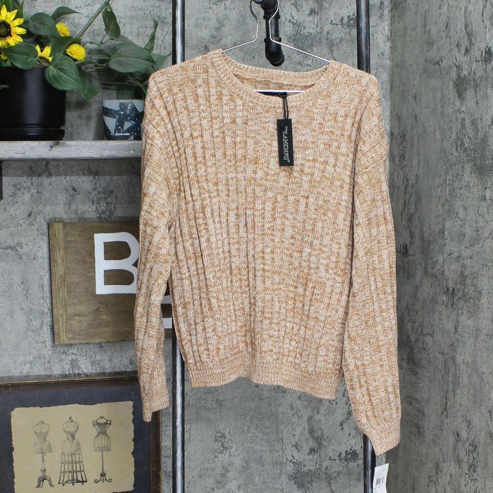 NWT [BLANKNYC] Heather Ribbed Crewneck Sweater XS Toffee Brown - Picture 2 of 6